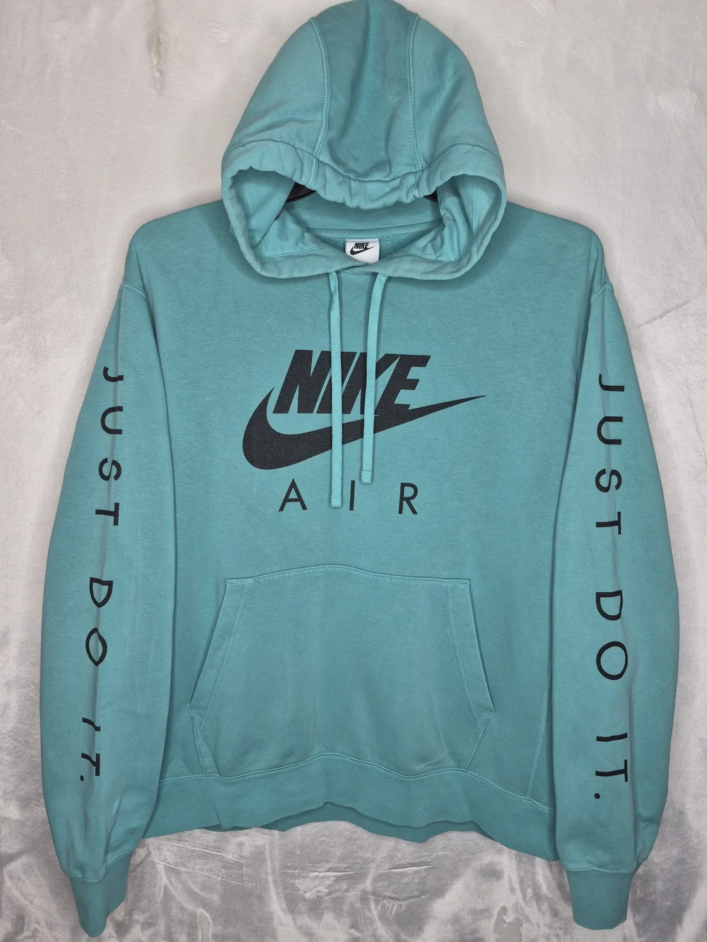 Nike Air Just Do It Sleeve Logo Pullover Hoodie Teal Blue Mens Size Large